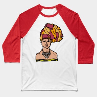 African Woman in Headwrap Baseball T-Shirt